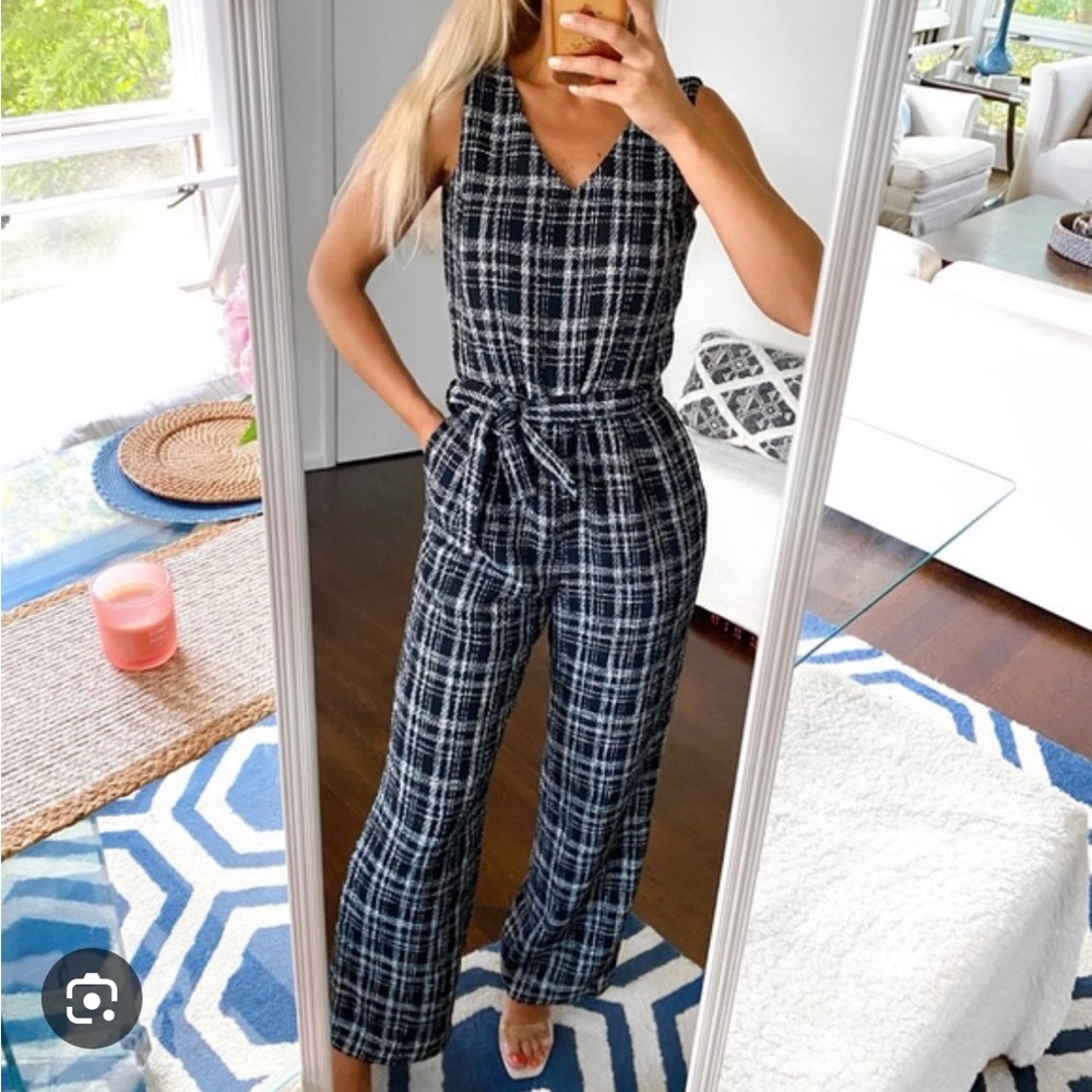 Elegant Black and White tweed Holland jumpsuit